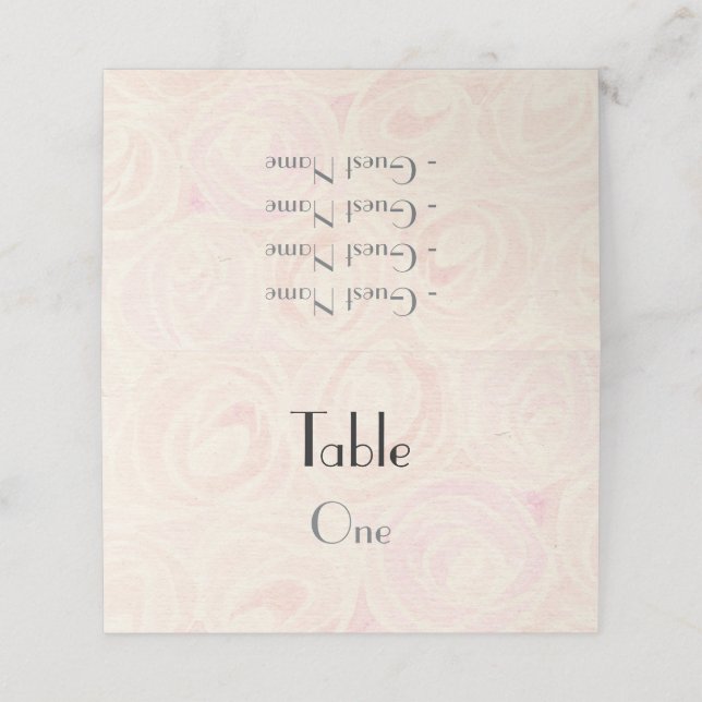 Rose Platzkarte (Außenseite Aufgefaltet)