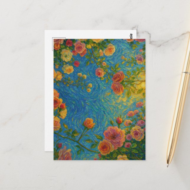 Rose Postkarte (Vorderseite/Rückseite Beispiel)
