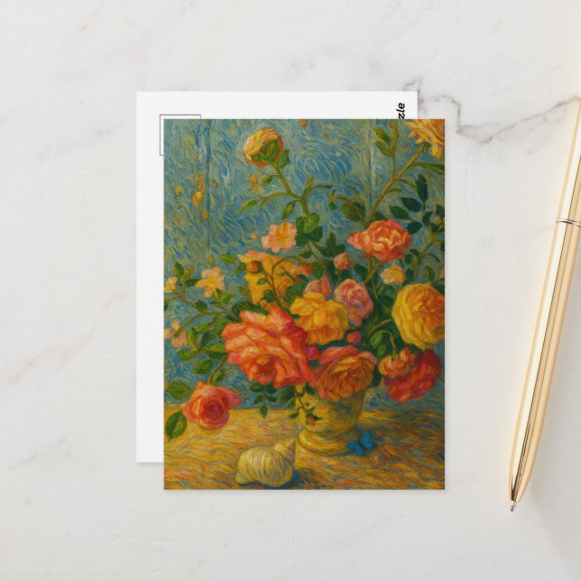 Rose Postkarte (Vorderseite/Rückseite Beispiel)