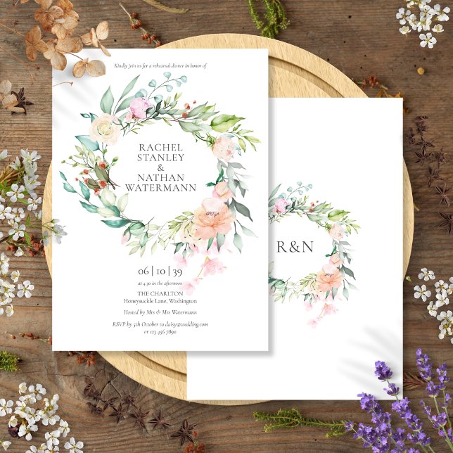 Rose Probe Florenz Einladung (Country Rose Floral Wedding Rehearsal Dinner Invitation)