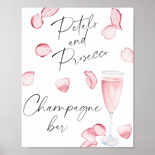 Rose Prosecco Brautparty - Champagner Bar Poster (Vorne)