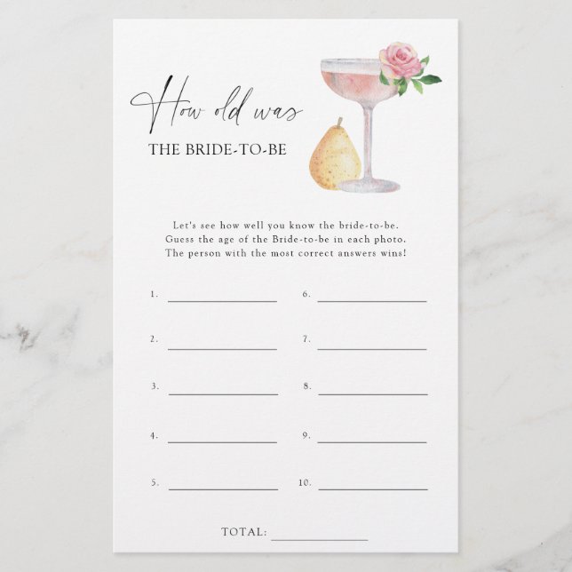 Rose Prosecco - Wie alt war die Braut, um ein Spie (Vorderseite)