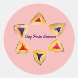 Rosé Purim Hamantaschen Runder Aufkleber