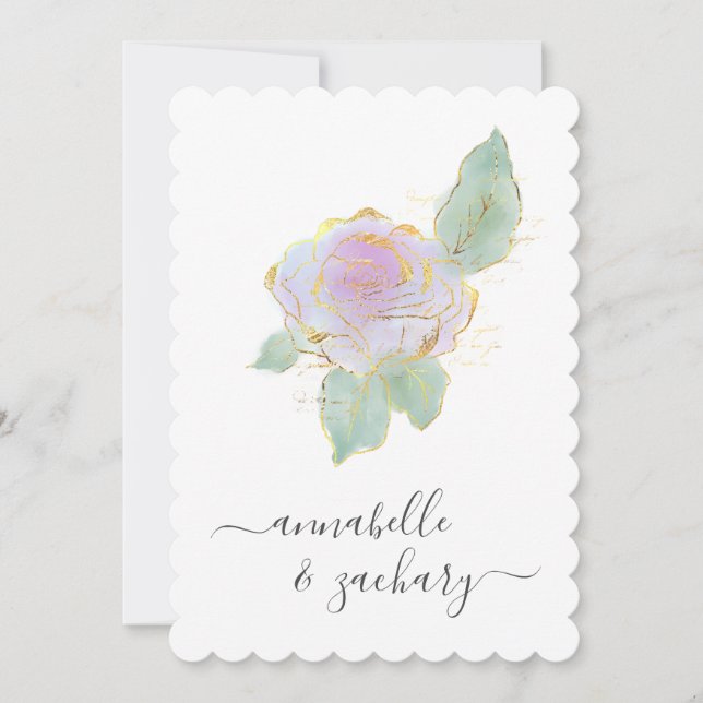 *~* ROSE QR Einfache UAWG Gold AR12 Einladung zur  (Vorderseite)