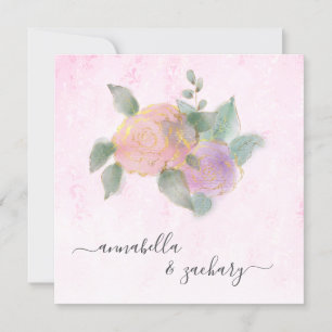 *~* ROSE QR RSVP + Gold Glitter - AR12 Hochzeit Einladung