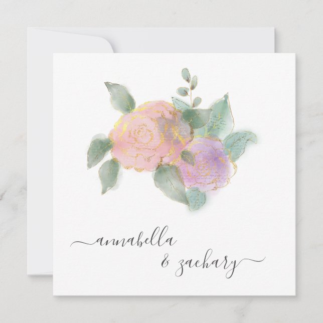 *~* ROSE QR UAWG Gold Glitzer - AR12 Hochzeit Einladung (Vorderseite)