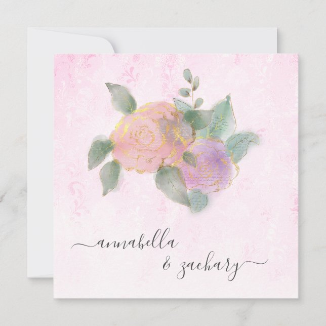 *~* ROSE QR UAWG + Gold Glitzer - AR12 Wedding I Einladung (Vorderseite)