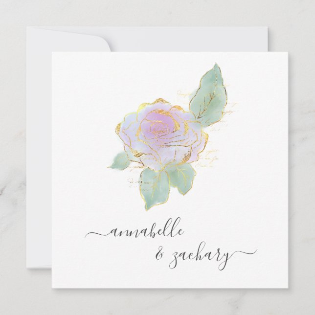 *~* ROSE QR UAWG Gold Glitzer AR12 Wedding Invita Einladung (Vorderseite)