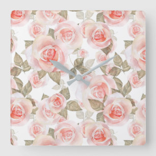 Rose Quadratische Wanduhr
