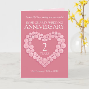 Rose Quartz 2. Hochzeitstag rosa Herz  Karte