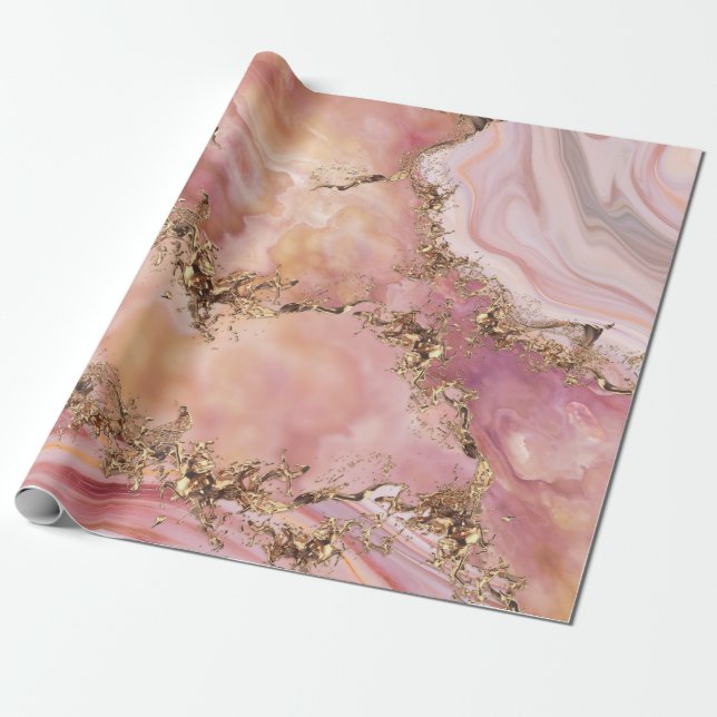 Rose quartz and pastel pink marble geschenkpapier (Ungerollt)