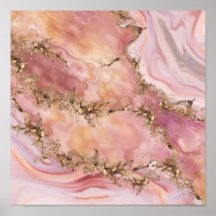 Rose quartz and pastel pink marble poster
