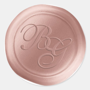 Rose Quartz-Aufkleber für doppelte Monogramm-Wax-S Runder Aufkleber