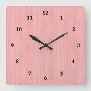 Rose Quartz Bamboo Holzkörner Look Quadratische Wanduhr