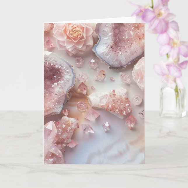 Rose Quartz Crystal | Love Stone Pink  Photo Card Karte (Orchidee)