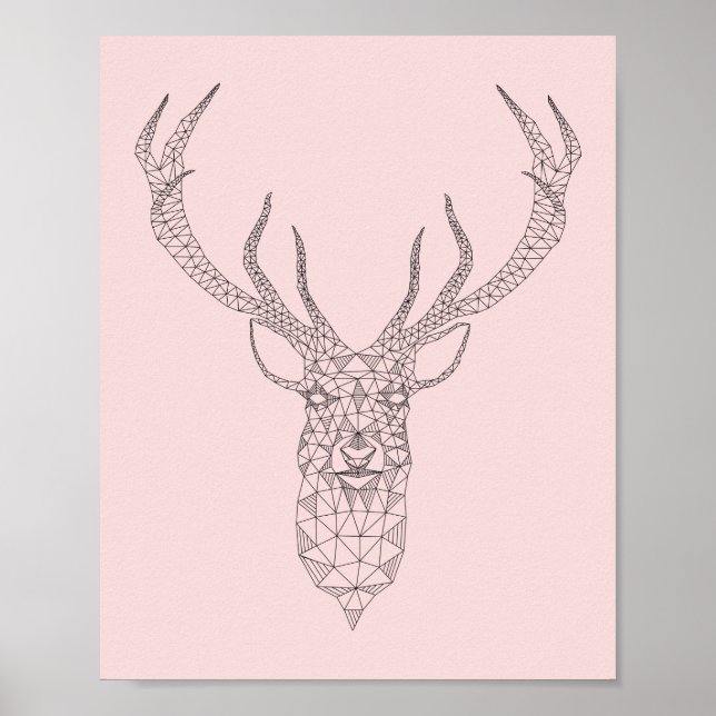 Rose Quartz Deer Geometric Poster - Farbe anpassen (Vorne)