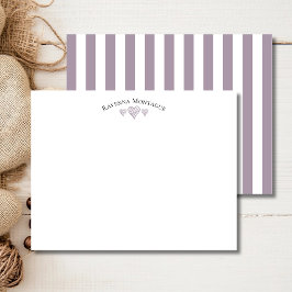 Rose Quartz Elegant Wavy Hearts Striped Note Card Mitteilungskarte