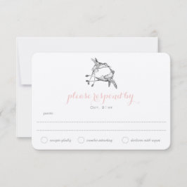 Rose Quartz Hummingbird Kiss Wedding Wedding RSVP Karte
