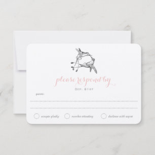 Rose Quartz Hummingbird Kiss Wedding Wedding RSVP Karte