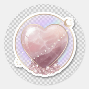 Rose Quartz Kristall Herz Celestial Aufkleber Mo