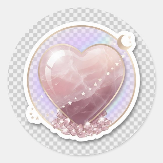 Rose Quartz Kristall Herz Celestial Aufkleber | Mo (Vorderseite)