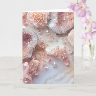 Rose Quartz Kristall | Liebesstein Rosa  Fotokarte Karte