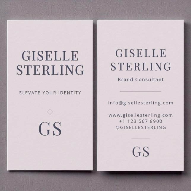 Rose Quartz Lila Monogram Elegant Minimalistisch Visitenkarte (Von Creator hochgeladen)