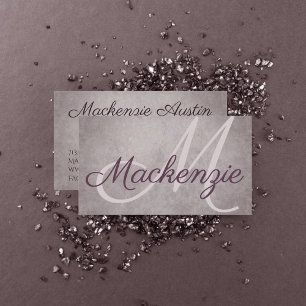 Rose Quartz Matte Dusty Mauve Pink Monogram Visitenkarte