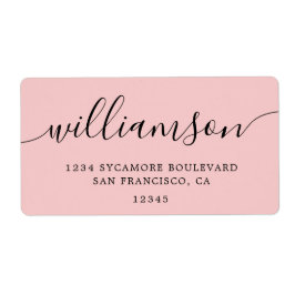 Rose Quartz Pink Script Rücksendeadresse