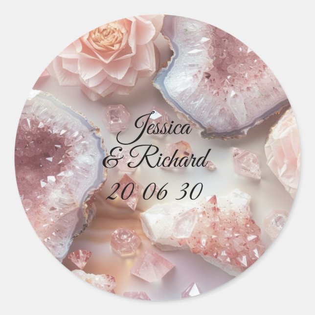 Rose Quartz Romance Wedding Personalized Sticker (Vorderseite)