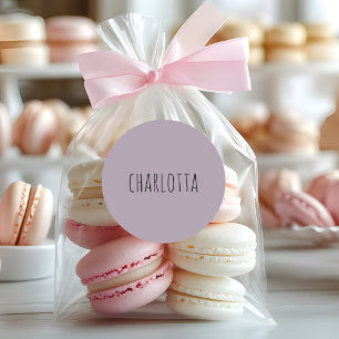 Rose Quartz Schwarzer Personalisierter Name Runder Aufkleber