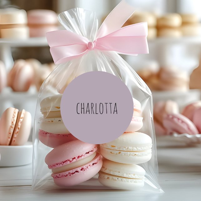 Rose Quartz | Schwarzer Personalisierter Name Runder Aufkleber (Von Creator hochgeladen)