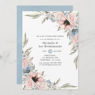 Rose Quartz & Serenity Floral Bridesmaids Einladung