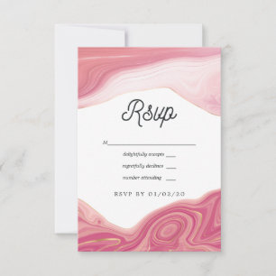 Rose Quartz und Blush Strata Agate Stone Wedding RSVP Karte