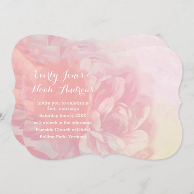 Rose Quartz und Lavender Watercolor Wedding Einladung (Vorne/Hinten)