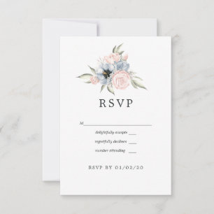Rose Quartz und Serenity Blumenhochzeit RSVP Karte