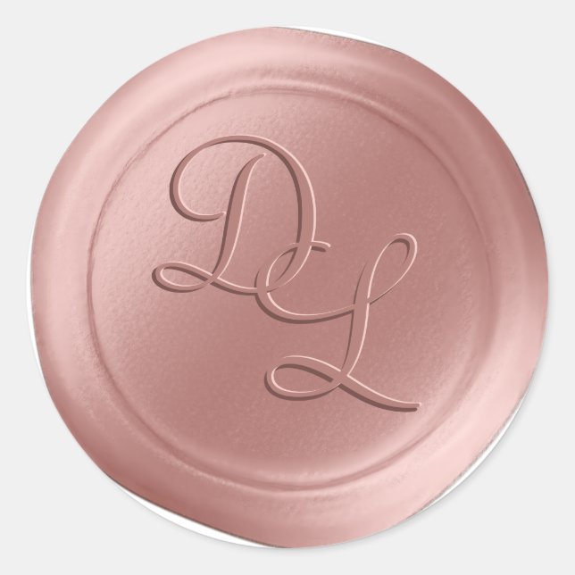 Rose Quarz 2 Letter Monogram Wax Siegel Stickers (Vorderseite)