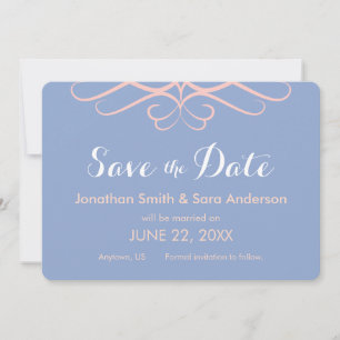 Rose Quarz auf blau, elegant Save the Date