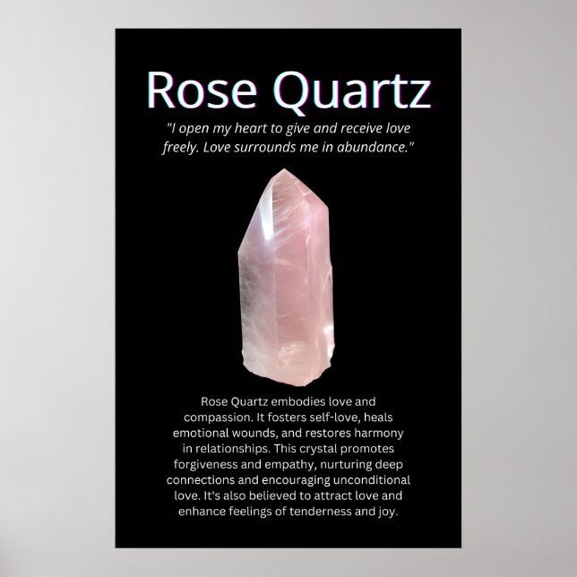 Rose Quarz Crystal Stone Bedeutung Poster (Vorne)
