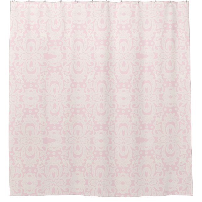 Rose Quarz Shabby Chic Brocade Damask Muster Duschvorhang (Vorderseite)