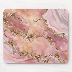 Rose Quarz und Pastellrosa Marmor Mousepad