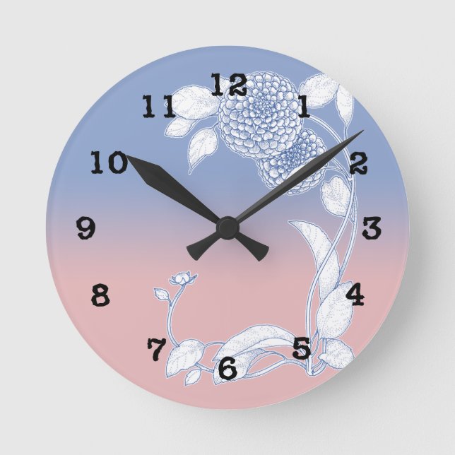 Rose Quarz und Serenity Blue Wall Clock Runde Wanduhr (Vorderseite)