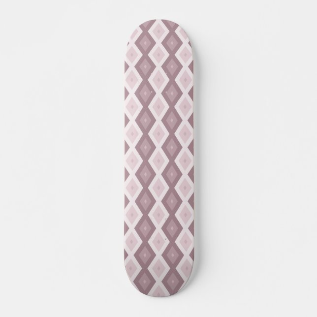 Rose Quarzrosa Rautenmuster Skateboard (Vorne)