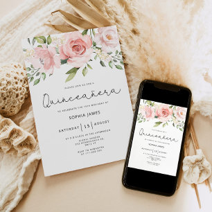 Rose Quinceanera 15. Geburtstag Einladung