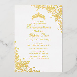 Rose Quinceanera Geburtstag Folieneinladung