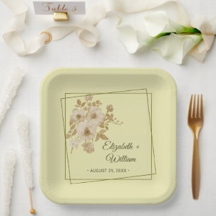 Rose Rahmen – Himmlische Gelbe Hochzeit Pappteller