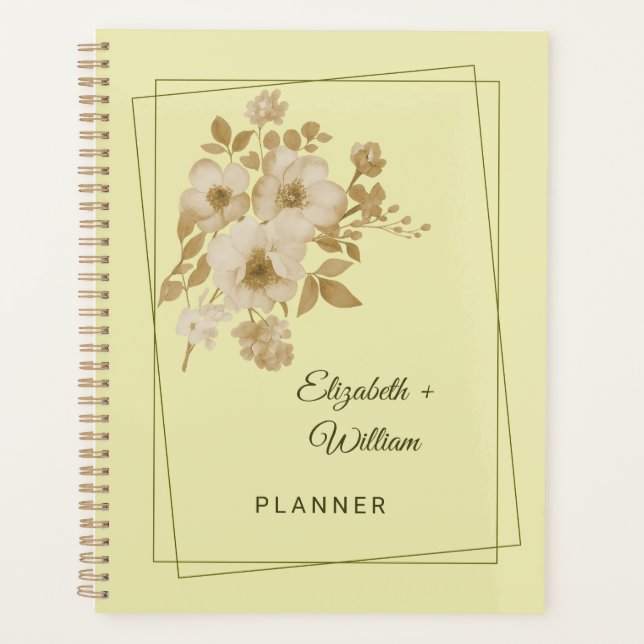 Rose Rahmen – Himmlische Gelbe Hochzeit Planer (Vorderseite)