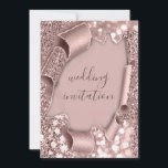 Rose Rahmen Hochzeit Glitzer Bridal Pulver Einladung<br><div class="desc">FlorenzK Minimalismus und Eleganz</div>