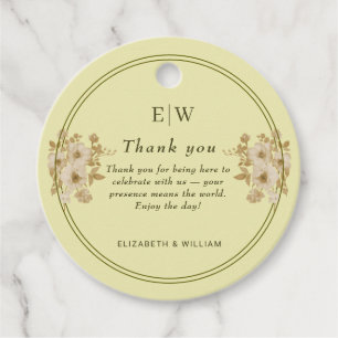 Rose-Rahmen - Mongram, Celestial Yellow Wedding Geschenkanhänger