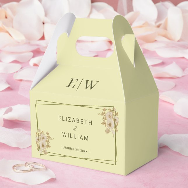 Rose-Rahmen - Mongram, Celestial Yellow Wedding Geschenkschachtel (Hochzeit)